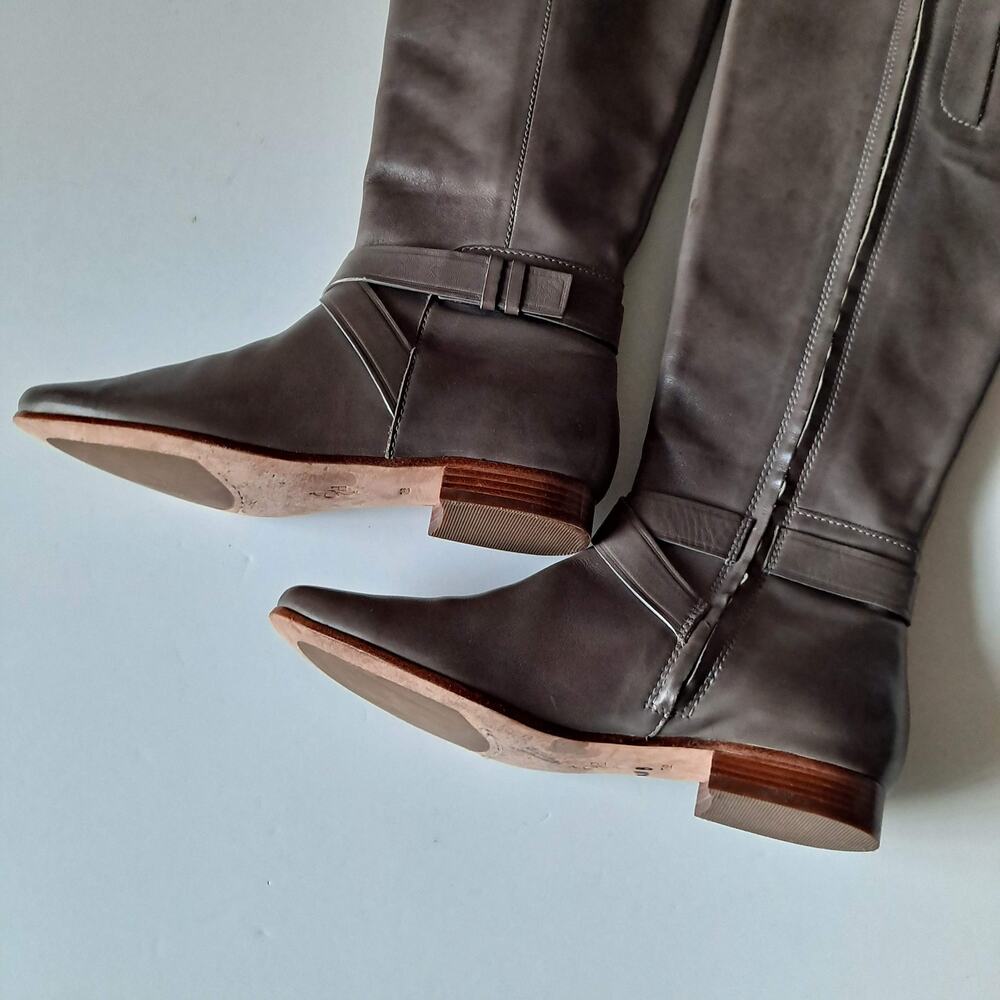 Cole Haan Russell Leather Equestrian Riding Boots Ironstone Gray Women Size 7.5 - Picture 10 of 16